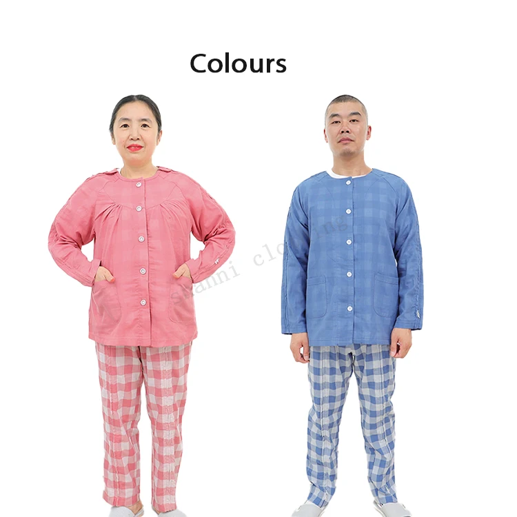 Winter easy to wear take off nursing clothes bedridden paralyzed elderly fracture surgery 2-pieces hospital Patient clothing set