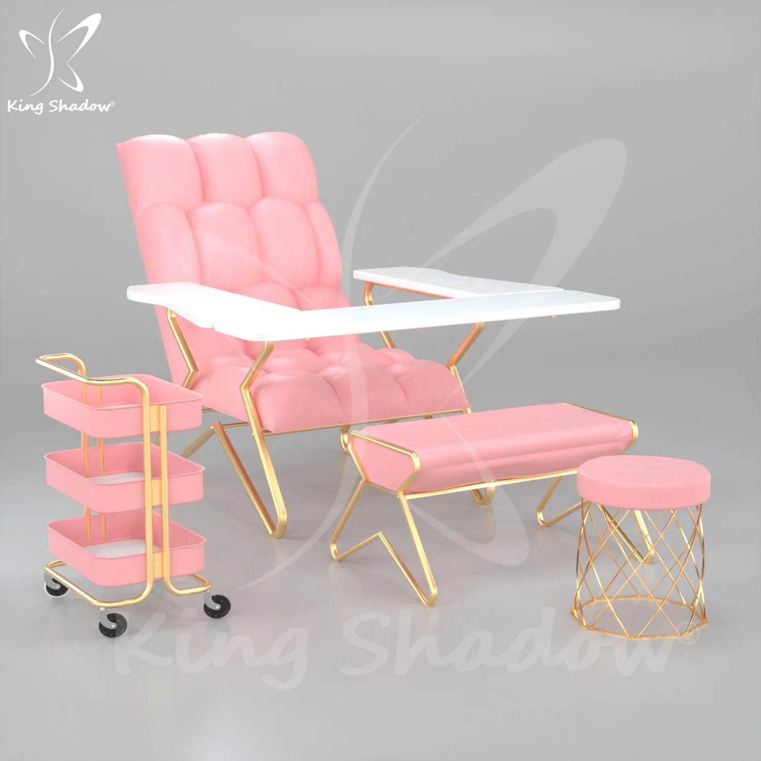 new design modern pink beauty electric bed nail table manicure desk