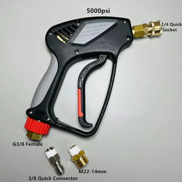 Shan Dun 1/4 Quick Socket Pressure Washer spray trigger Gun with Swivel Short Power Washer Gun with 3/8 Quick Connector 5000 PSI
