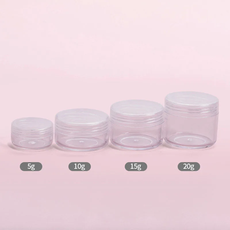 Wholesale 5g 10g 15g 20g 30g 50g PS Plastic Cosmetic Cream Lip Balm Jars with Colorful Screw Cap