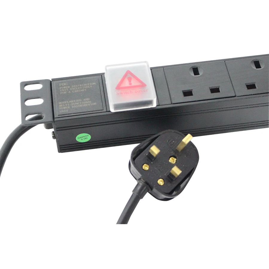 19inch Horizontal Installation Rack Mount PDU UK Sockets 6-way  Power Strip for Network Cabinet