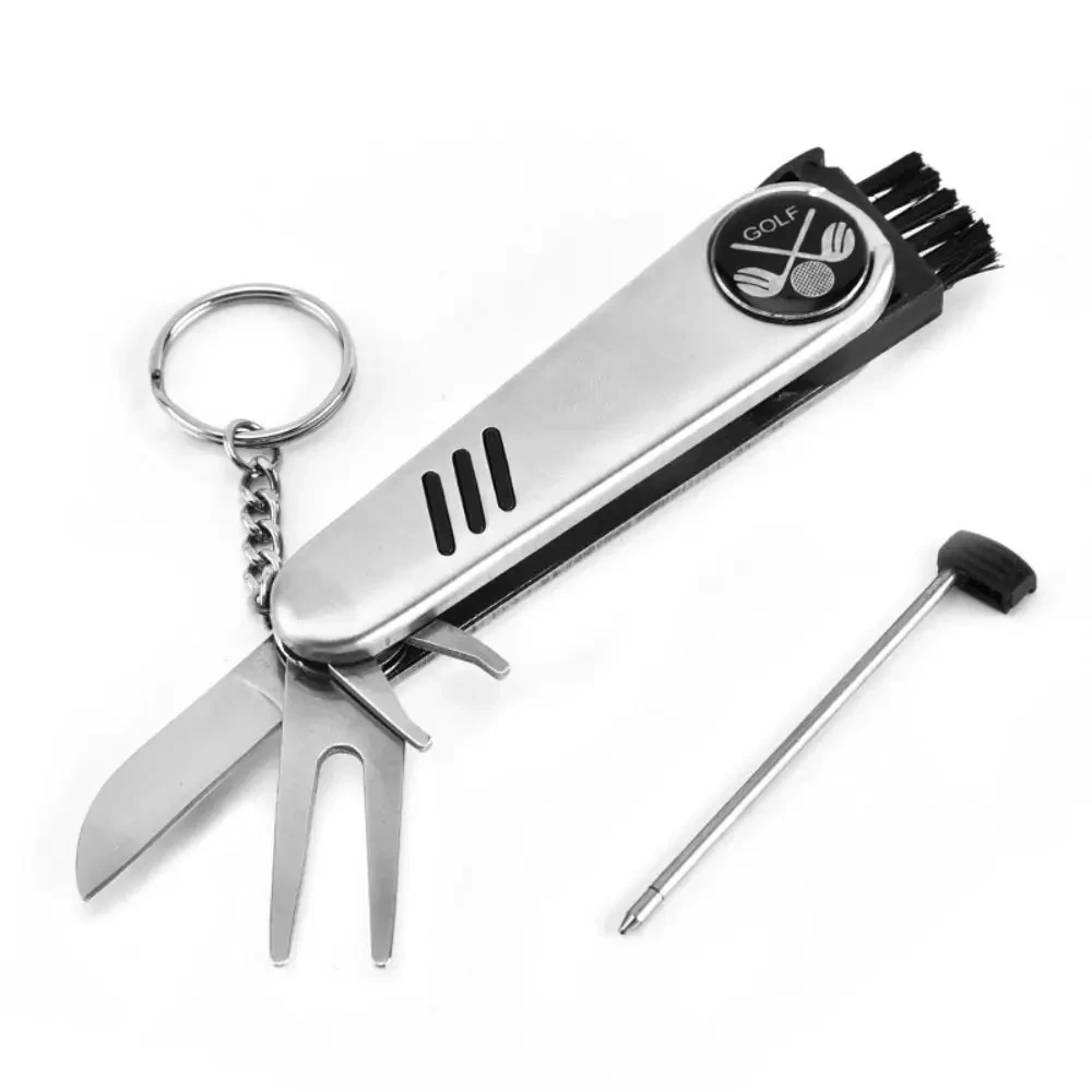 New Design Multi-function Golf Tools Magnetic Ball Marker Brush Score Pen Golf Divot Golf Clubs Stainless Steel With Knife