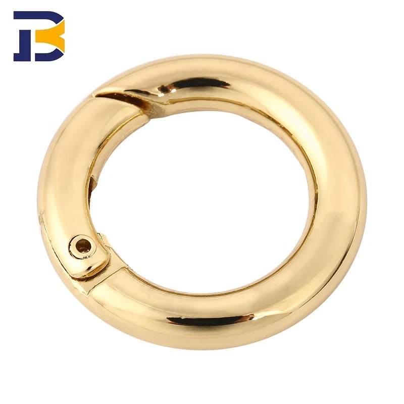 High Quality Zinc Alloy Key Chain Spring Snap Clip Hooks Round Circle Carabiner O Gate Ring