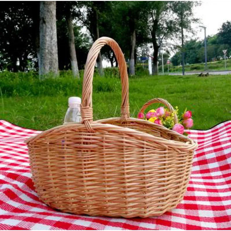 Хит продаж винтажный стиль натуральная ива тканая вручную Эфирное яйцо цветочная корзина для еды цветов пикника