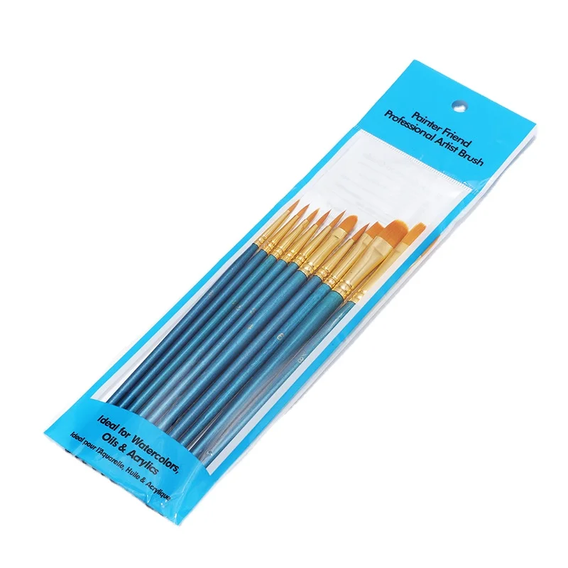 Pearly blue acrylic paint brush artist 10pcs a set