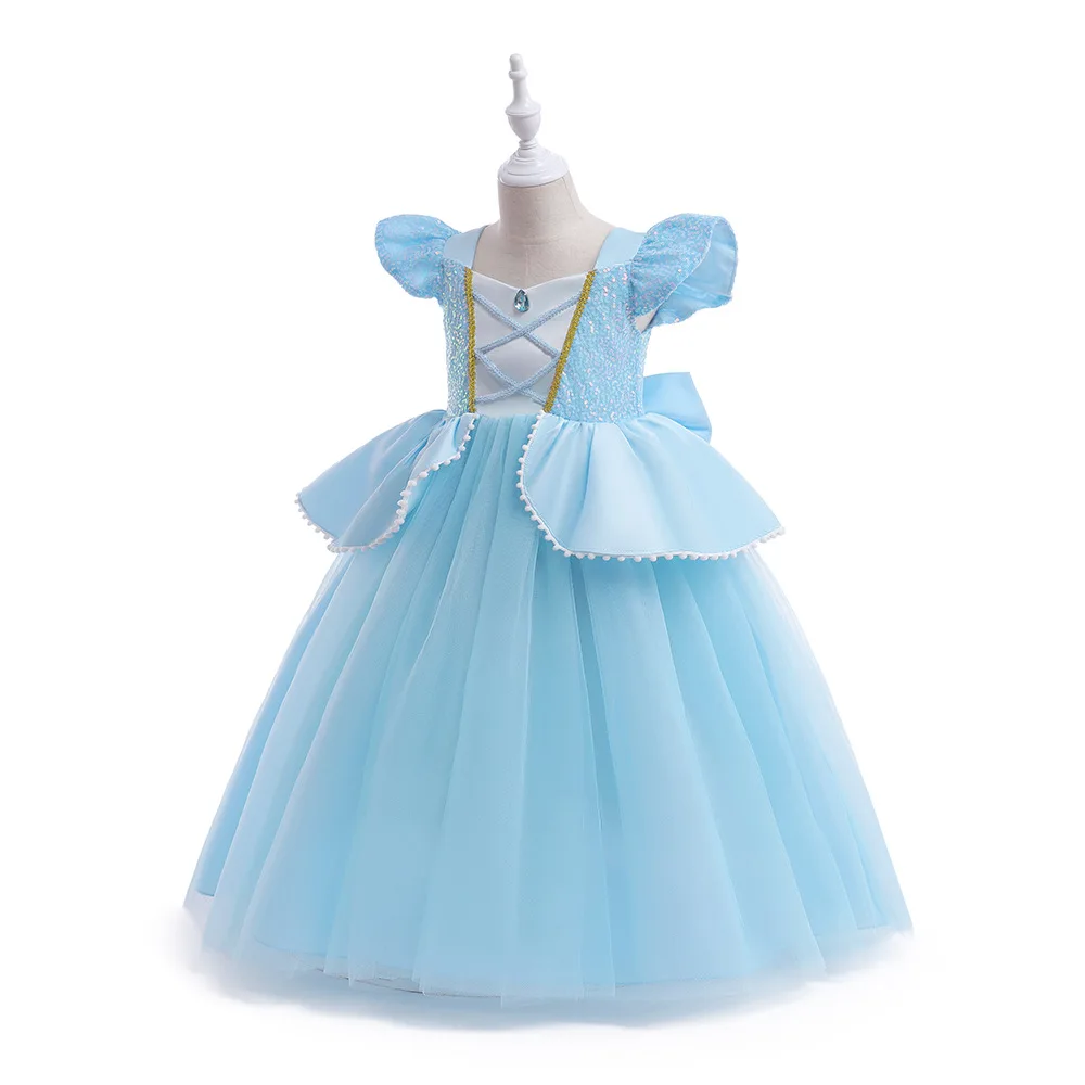 Kids Princess Dress Halloween Cosplay Costumes Baby Girls Dress Fluffy Tulle Sophia Long Hair Princess Dresses