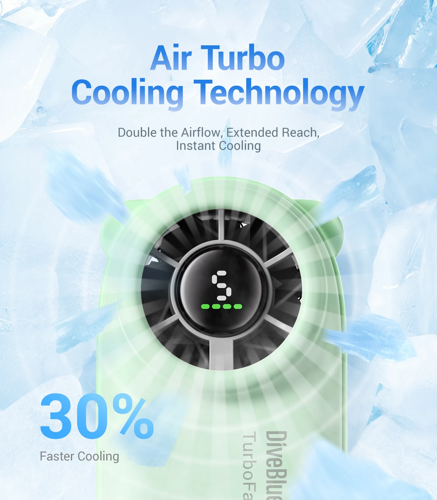 Diveblues Outdoor 2000mAh Handheld Mini Portable Rechargeable Air Cooler Electric Fan