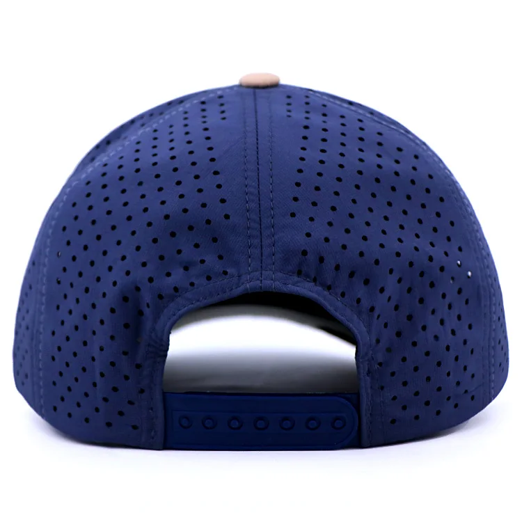 5 panel colorful hat unstructured dad laser hat laser cutting hole cap custom rubber patch laser cut hat