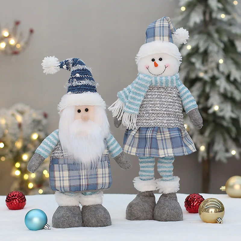 New Christmas decorations Telescopic Doll Sitting snowman holiday house table Decor cute doll kids toy ornaments Christmas Doll