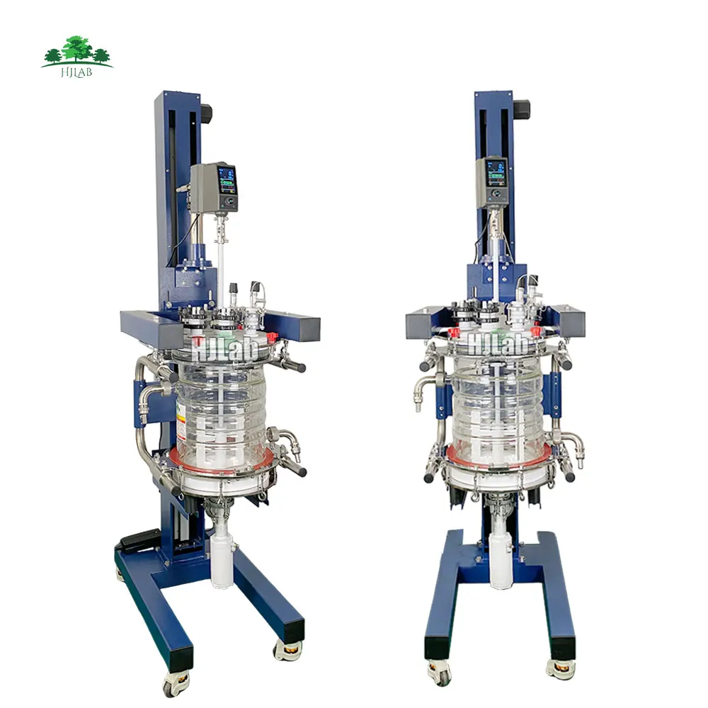 HJLab 20L PTFE Filtration Lifting and Rotation Jacketed Glass Reactor with Dynamic Temperature Control
