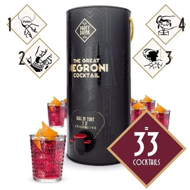 Top quality Italian 3000 ml Negroni Bag in Tube for 33 Cocktail Ready to Drink for retail perfect for party