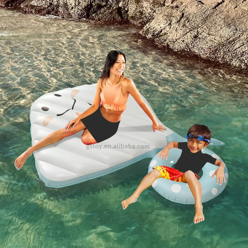 New design PVC double person floating mat raft Manta ray swimming ring Devil fish inflatable pool float