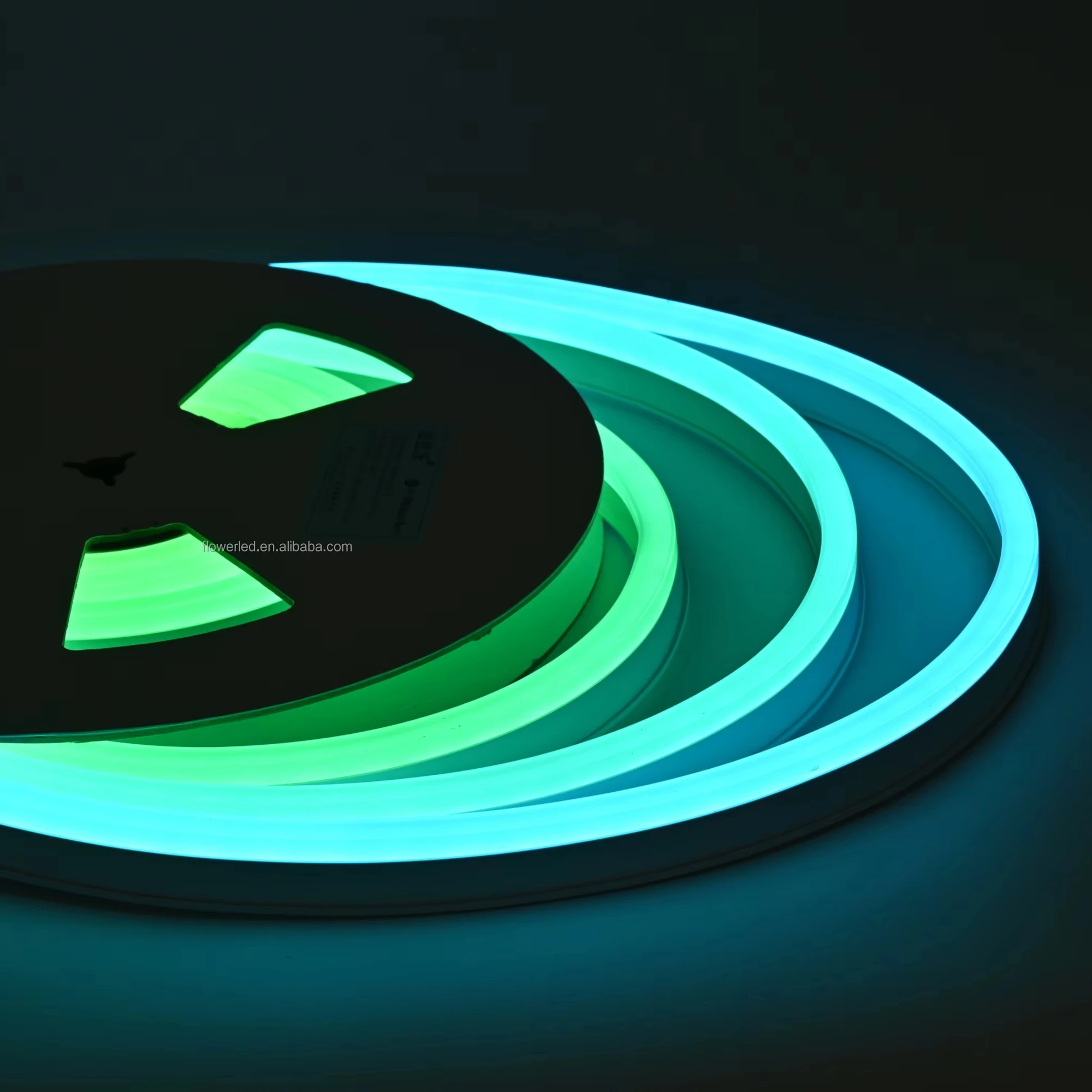 Outdoor IP68 LED Flexible Strip Light RGB Three Sided Glowing Neon Soft Light Strip 24V Voltage No Dark Area for Building