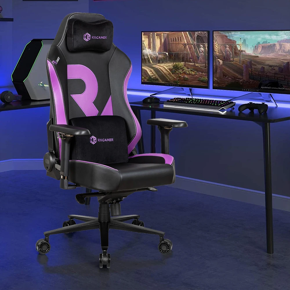 Wholesales customize high back racing adjustable leather ergonomic purple swivel gaming chair