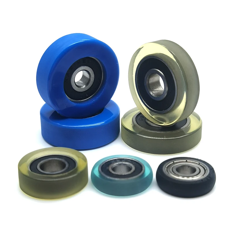 SEMEI conveyor belt scale slide bearing wheel roller PU60826-7 8x26x7mm polyurethane rubber coated rollers bearing wheels
