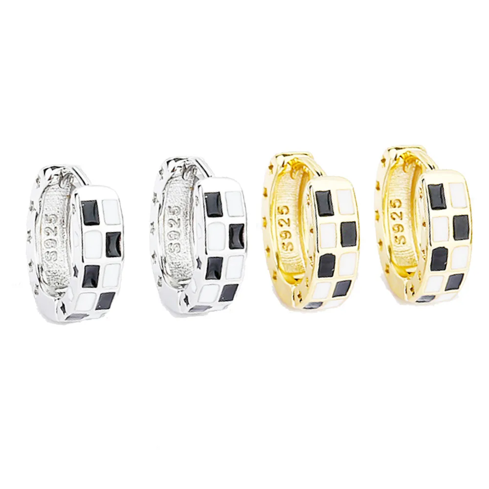 wholesale alloy copper gold plated dome hoop checked 15mm earring jewelry earrings for women supplier