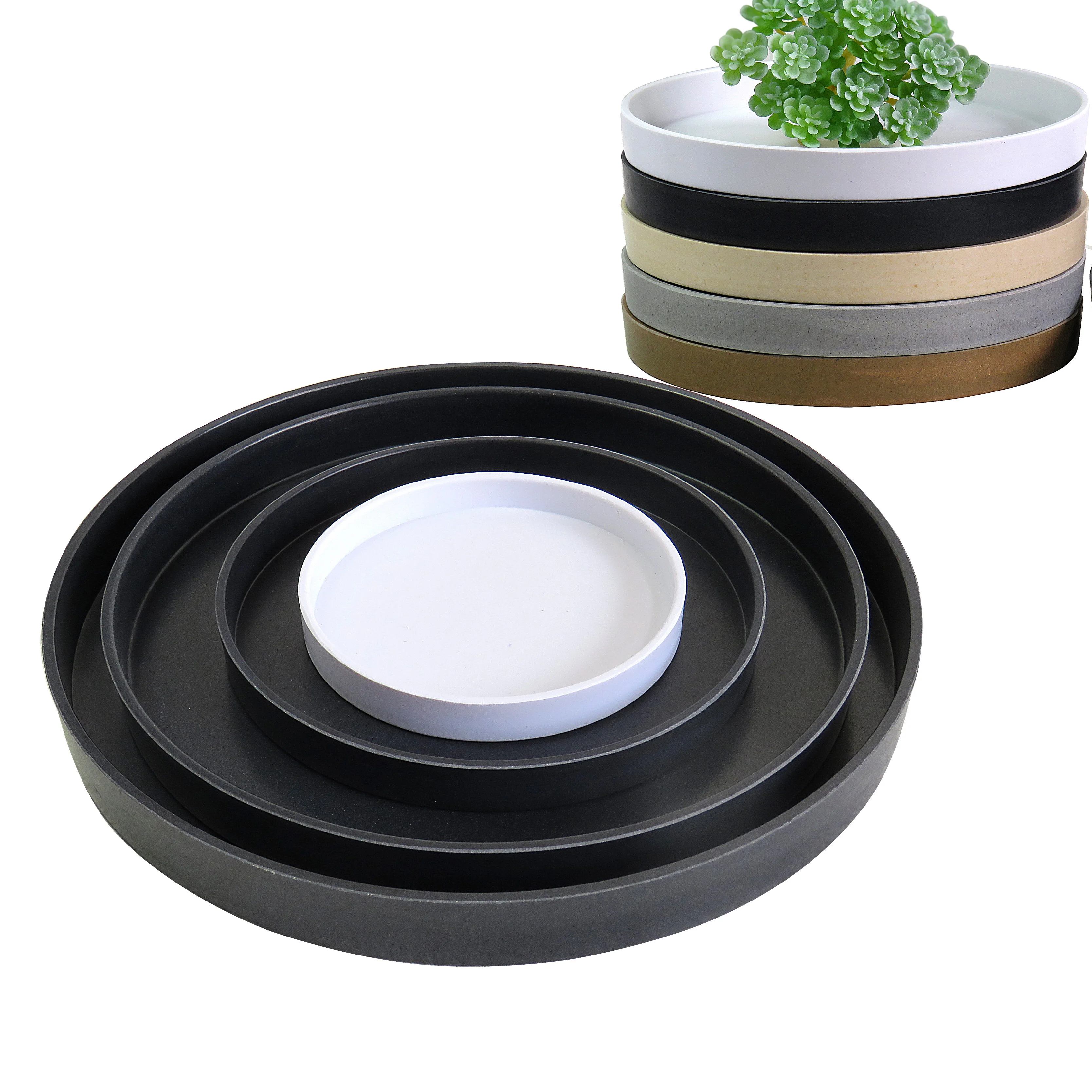 Floor standing heavy duty flower pot rack thickened water tray white black grey flower pot mat large flower pot moving base