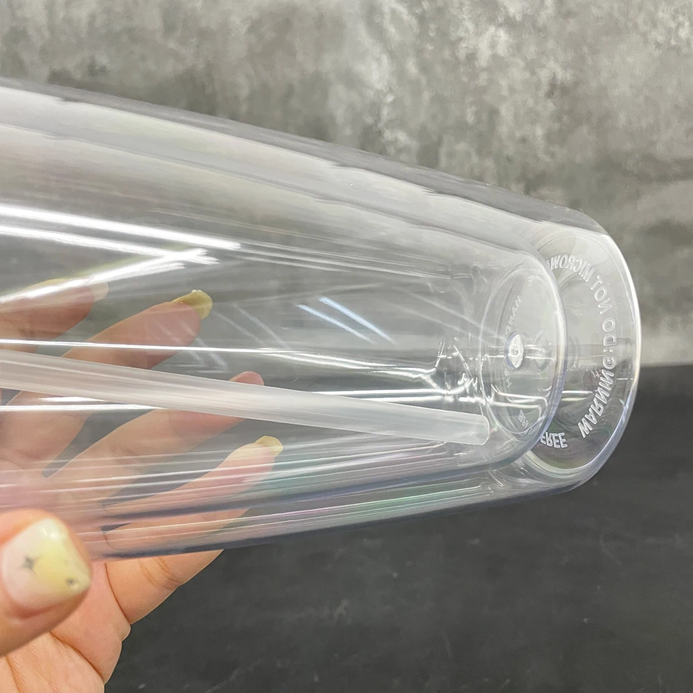 US Warehouse 25oz clear Double Wall Reusable Drinking Glasses Acrylic Cup 25 oz Snow Globe Blank Glitter Plastic Tumbler for DIY