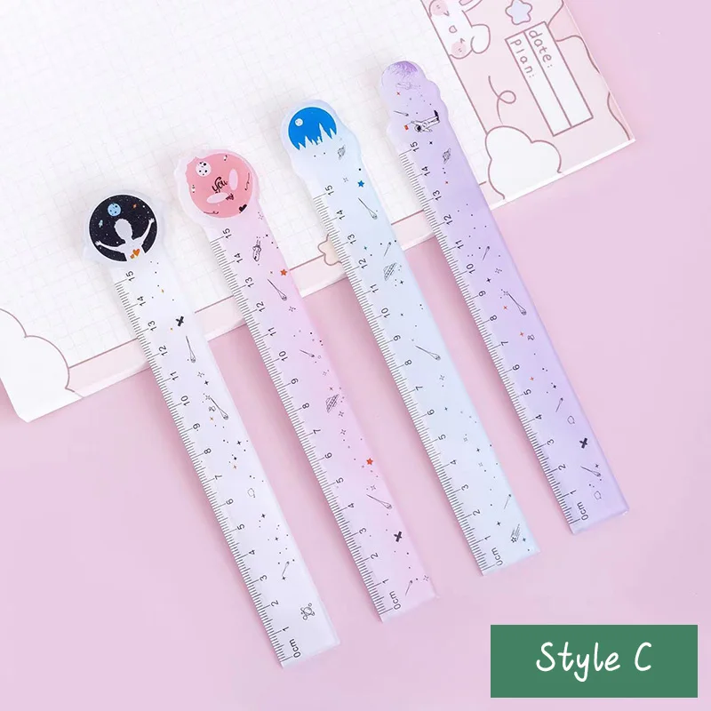 Student Kawaii Colorful Digital Flat Scale Ruler Cute 15cm Acrylic Plastic Bookmark Straight Rulers For School Girl In Bulk 2024