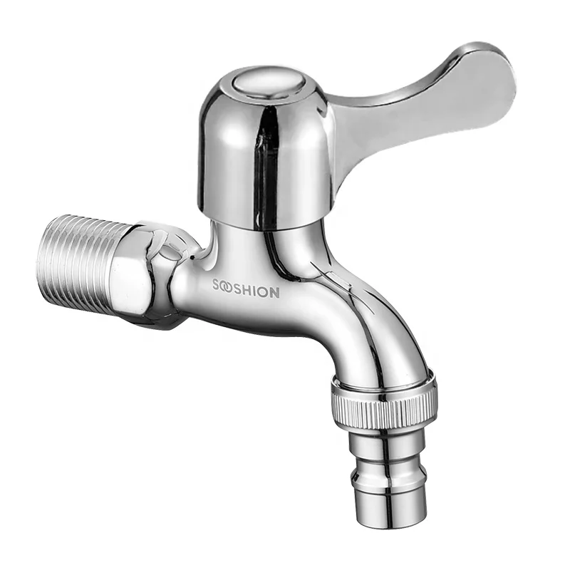 Chromed Single Hole Wall Mounted Washing Machine Water Tap Modern Brass Quick Open Outdoor Garden Bathroom Accessories Bibcock
