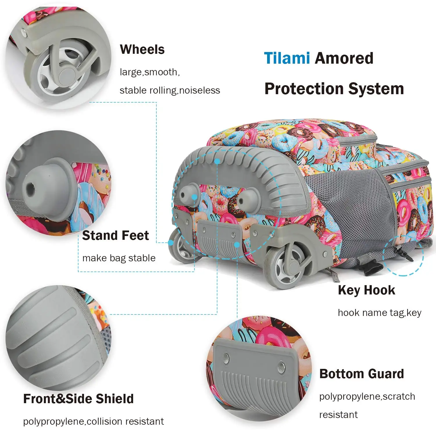 Customized Pattern Student Rolling Backpack Kids Trolley Bag School Backpack Wheeled Bags Trolley Bags For Girls