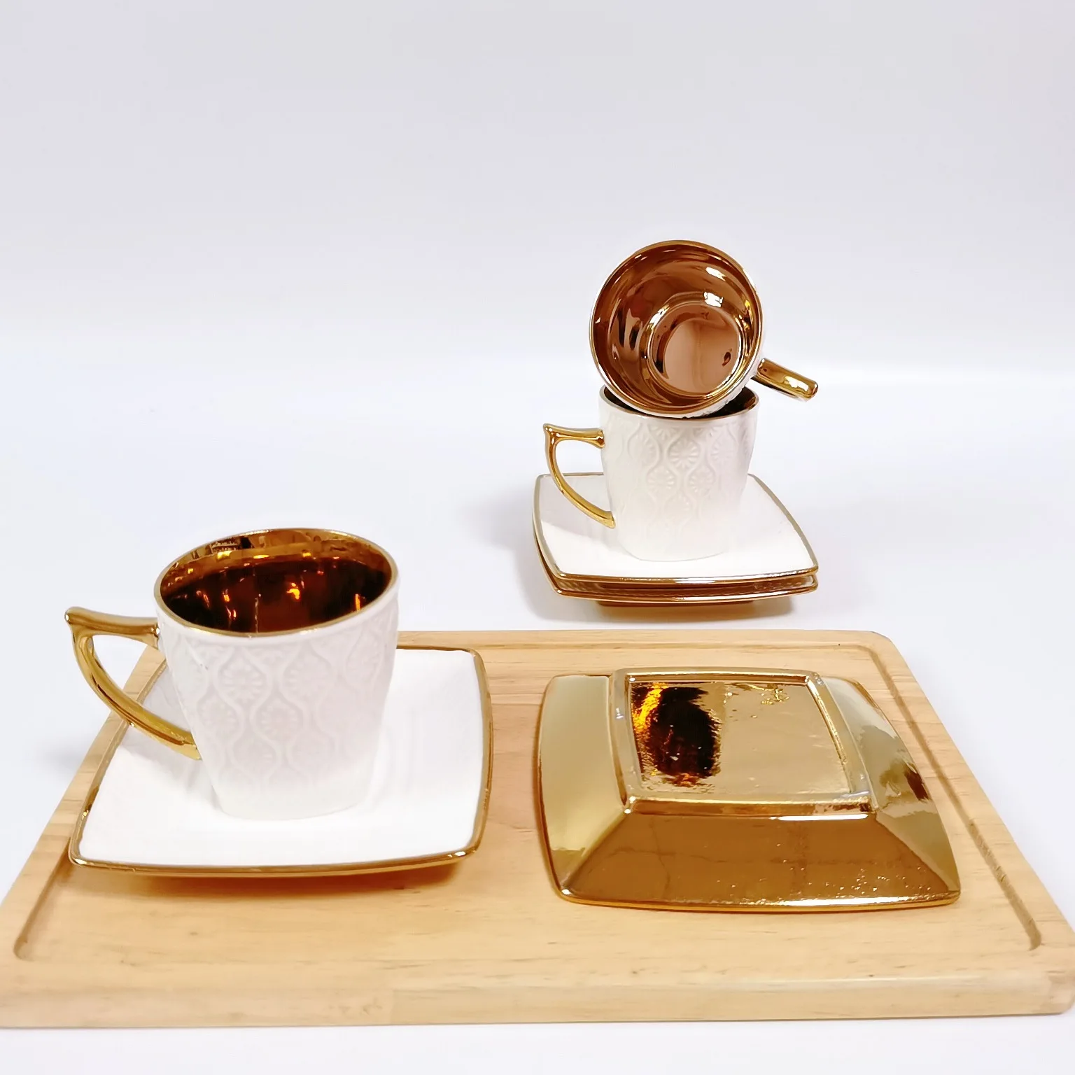 Middle East export espresso drinkware ceramic coffee cup and saucer set creative love plate small capacity teacup set wholesale