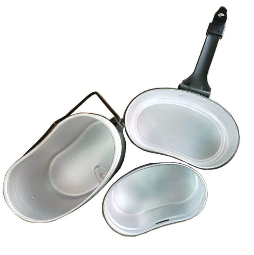 DFM1104  German Belarus Russia bowler mess tin lunch box camping heating pot bowl lid pan aluminum 3 pcs kit set