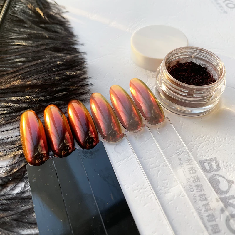 BOKO New magic chameleon Pigment Black Hole Chameleon Pigment Black to Red Chameleon pigment nails chrome powder 0.2g/pc