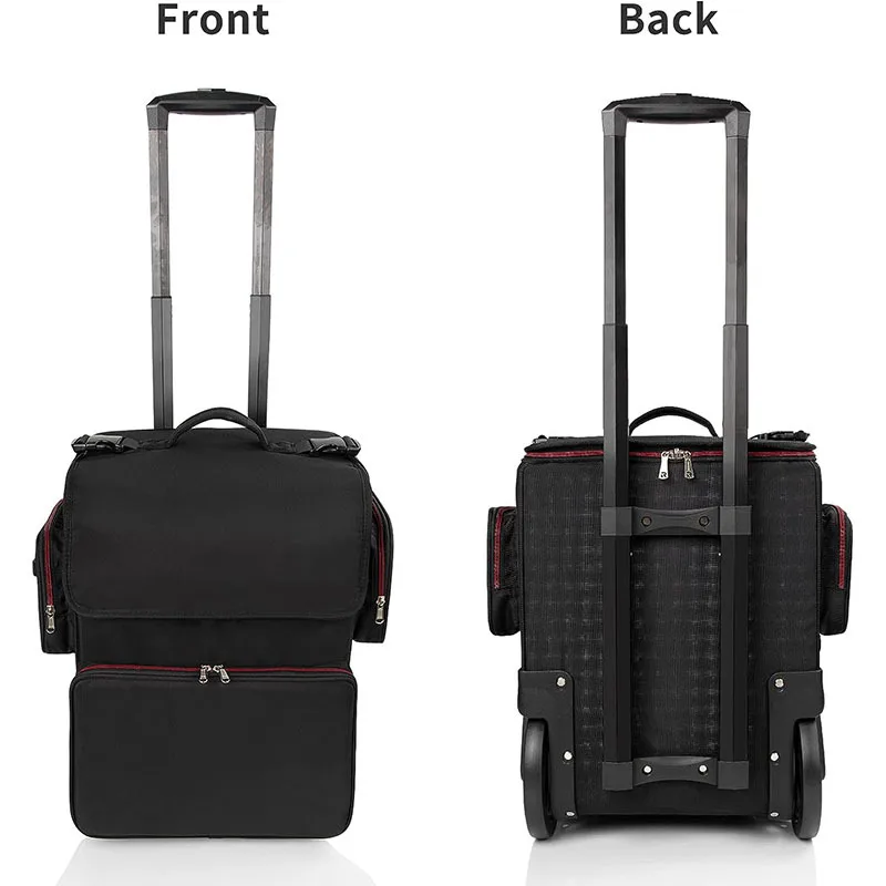 Custom Professional Hairdresser Makeup Trolley Case Hairdressing Travel Beauty Salon Barber Case Makeup Rolling Train Case