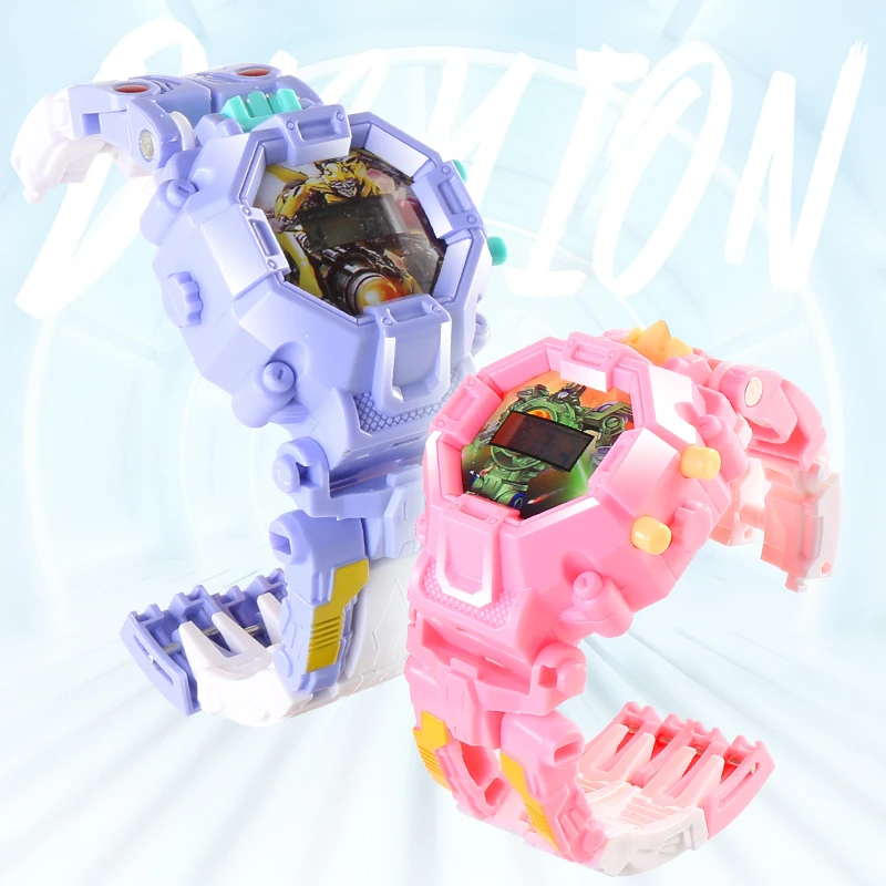 Funny Gift Intelligent Digital Transform Toys Kids Robot Watch Educational Toy Children Toys Acceptbale as Picture 5 Cartons ABS
