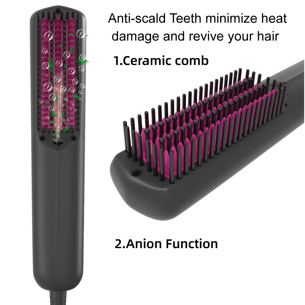 Escova Alisadora De Cabelo Custom Logo Wet Hair Brush Hot Air Electric Comb