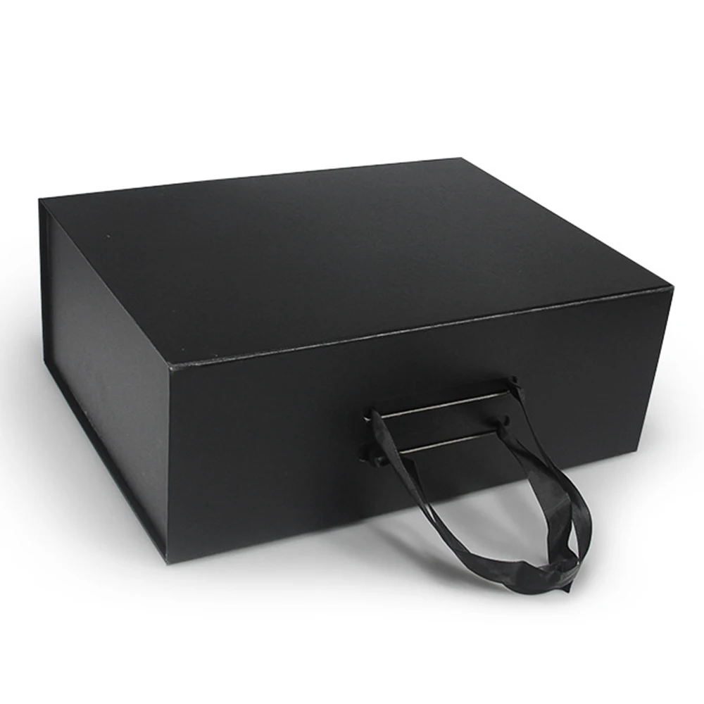 Wholesale Black Folding Luxury Rigid Cardboard Packaging Large Magnetic Lid Closure Gift Box