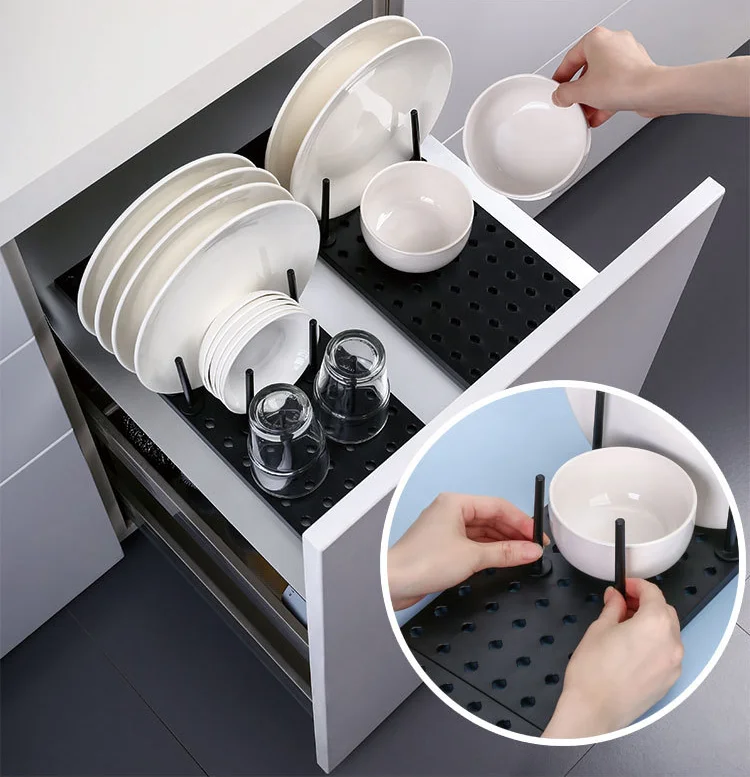 Stretch drawer type plastic spoon pot lid holder for family kitchen drain rack and storage