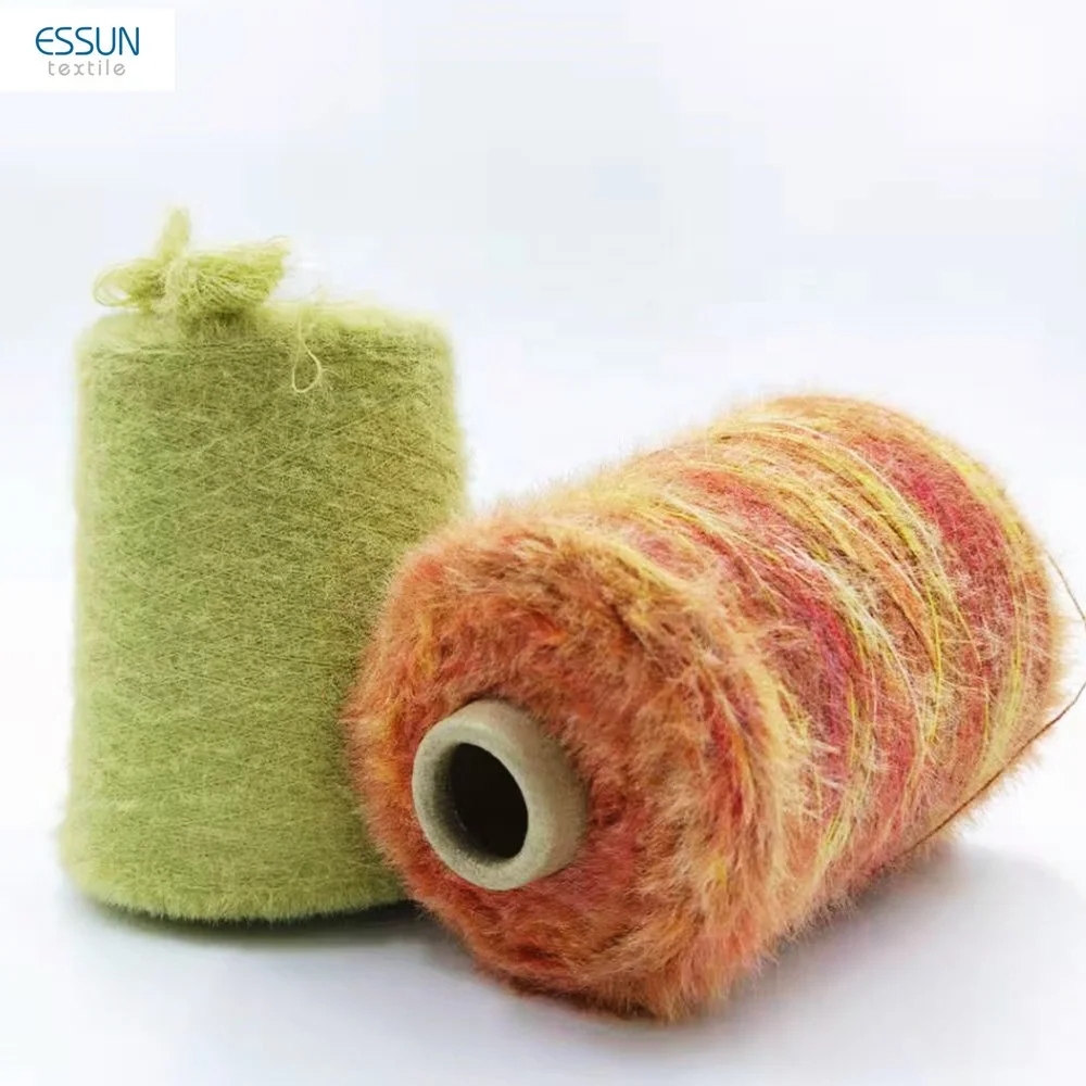 Imitated Mink Yarn Nm12 1.3CM dull 100% soft elastic nylon feather yarn fancy knitting yarn for sweaters cardigans shawl