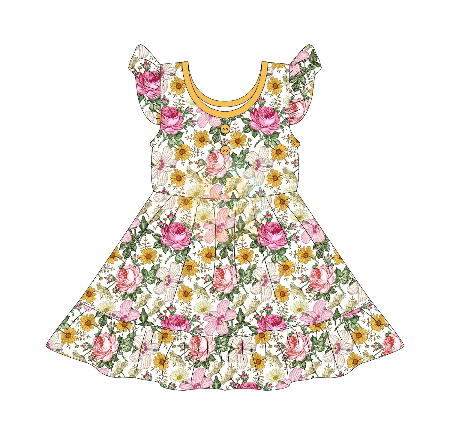 Summer Cute Toddler Girl Dress Floral Printing Girls A-line Dresses Baby Girl Knee-length Dresses For Children