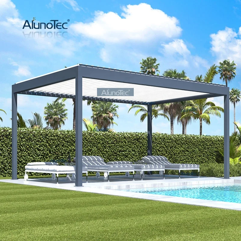 AlunoTec Luxury Backyard Garden Outdoor Patio Roofing Sun Shading Pavilion DIY Aluminum Gazebo for Living Space