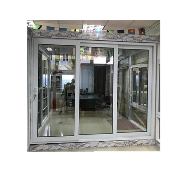 3- track customized size PVC/UPVC sliding closet door for apartment