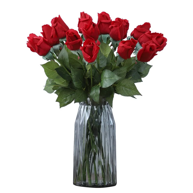 rose artificial flowers manufacturers bulk wholesale high quality red plastic latex artificial flowers decor