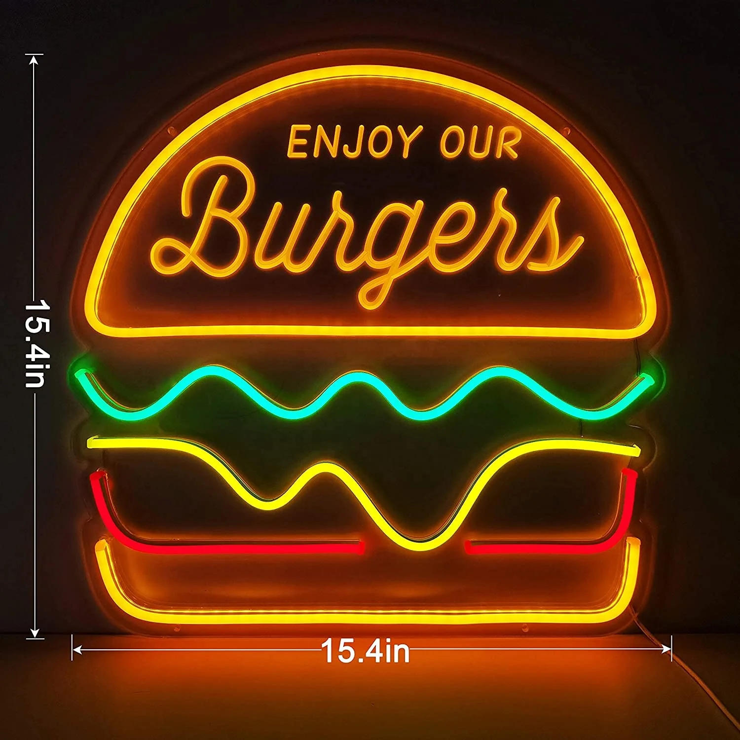 Factory Drop Sipping Acrylic LED Lighting Neon Logo Signage Hamburger Bar Custom Made Neon Sign
