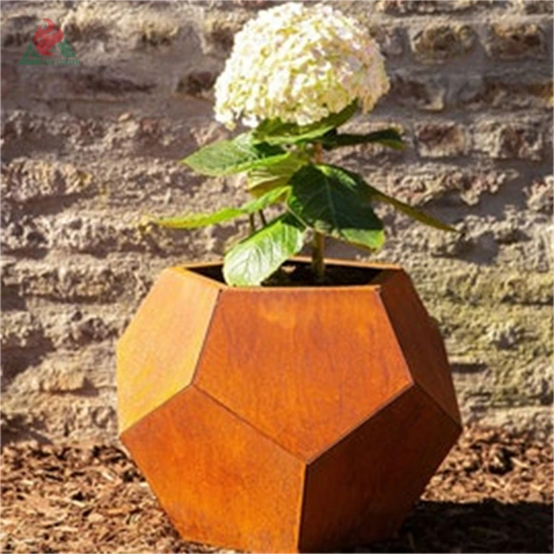 Cheap Big Outdoor Stainless Steel Vase  Gold Color Flower Pots Corten Steel Flower Planter