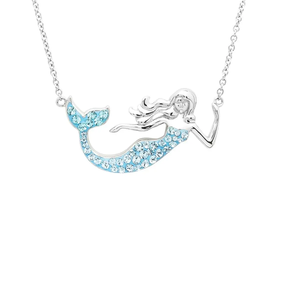 7-10 Days Shipping Time Marine Animal Clay Jewelry Sea Mermaid Necklace With Aqua Crystals Beach Pendant For Girls