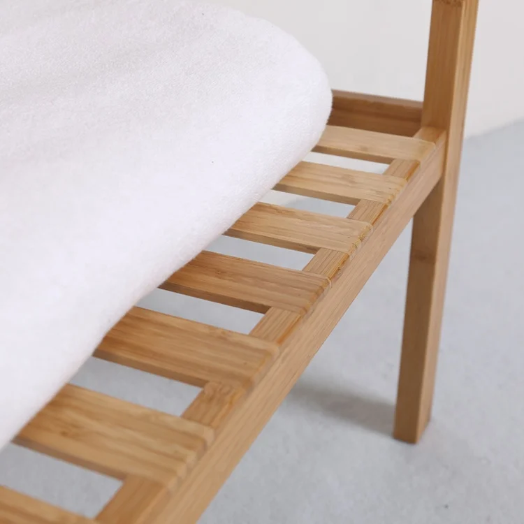 BAMBKIN Bathroom shower seat Spa bamboo shower bench with storage shelf