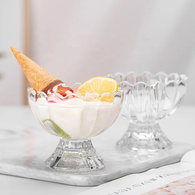 Unique Ice Cream Bowls High Quality Glass Tumbler for Dessert Salad Fruit