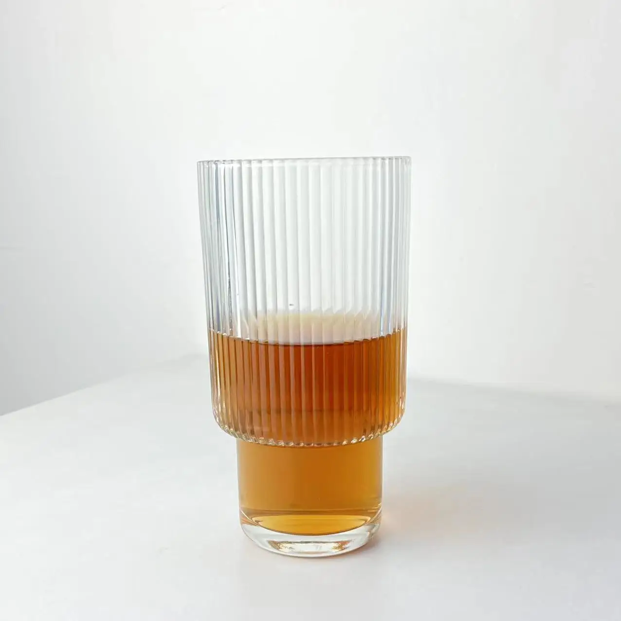 350ml Transparent Ribbed Vertical Striped Glass Cup Ribbed Crystal Ribbed Martini Ice Cream Whiskey Cocktail Glass cup