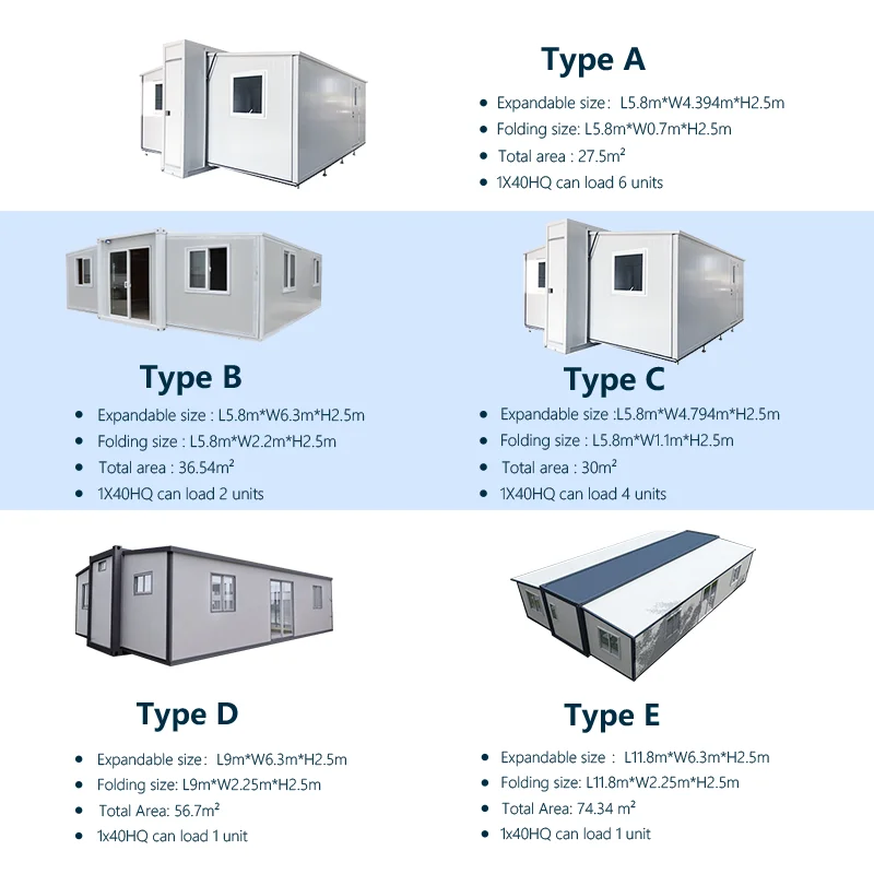 3 bedroom with bathroom 20ft 40ft foldable prefab shipping tiny expandable container home portable flat pack modular house
