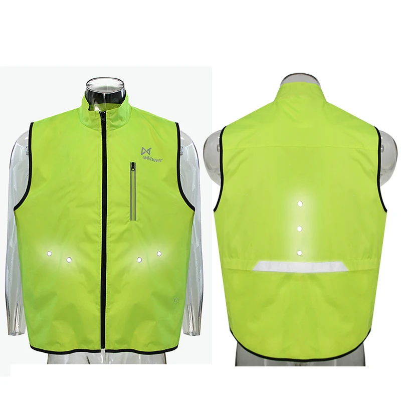 Sport Safety Vest Customized Logo Waterproof Led Flash High Visible Fluorescent Green Biker Cycling Safety Gear With Light