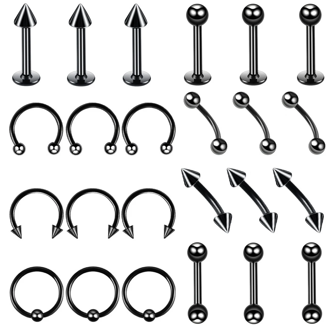 High polished stainless steel flat ends industrial barbell labret piercing tongue rings horseshoe shaped nose rings for women