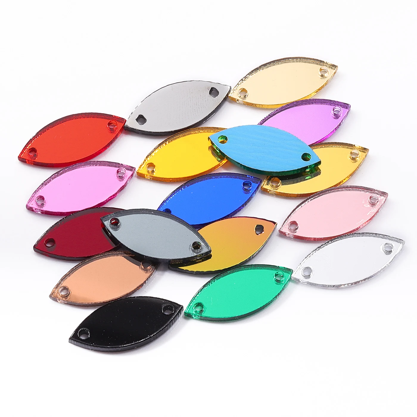 QIYI Innovative Design Factory Direct Wholesale New Shape Clear Glass NAVETTE  Acrylic Mirror Sewn Rhinestone For Designer