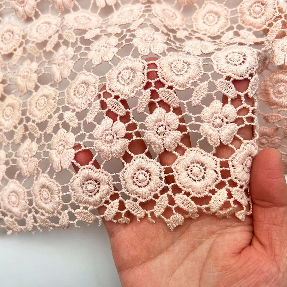 2023 Olive Green Lace Cotton Floral  Guipure Lace Fabric Water-soluble Embroidery Flower Fabric For Cloth