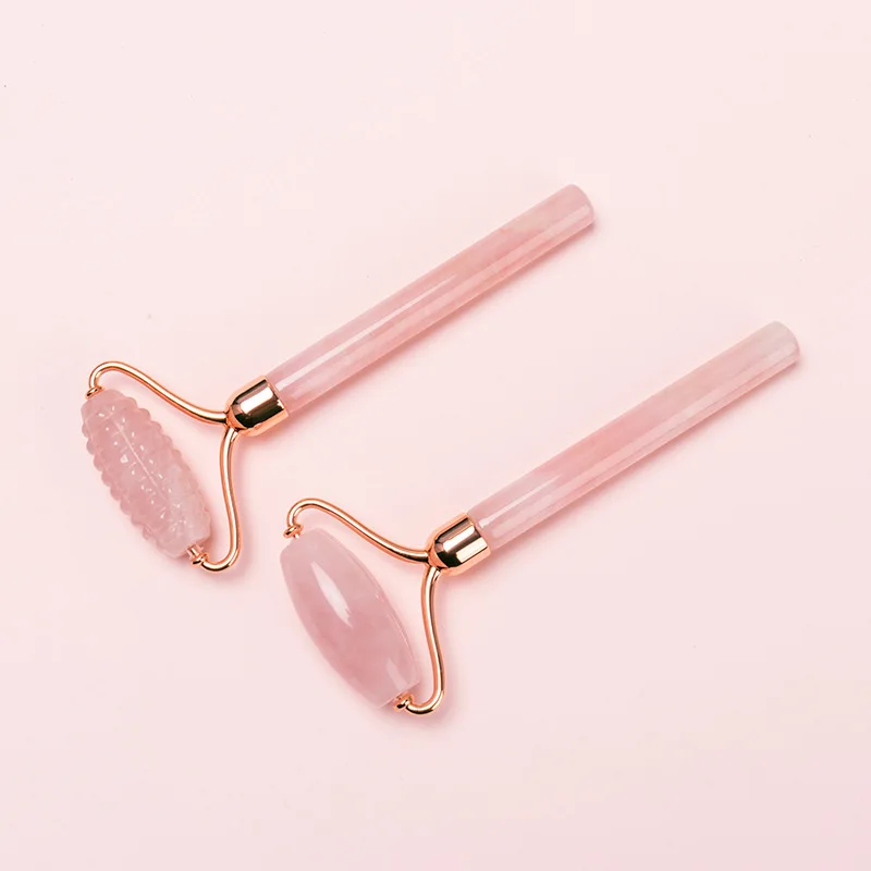 Natural Quartz Crystal Single Head Roller Rose Quartz Massage Facial Roller